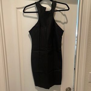 High neck black cocktail dress